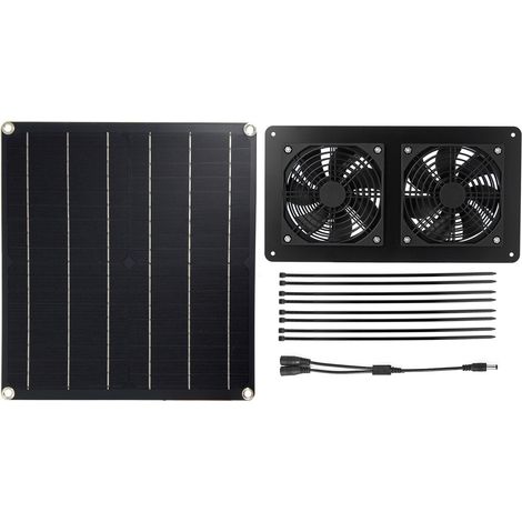Ventilator für Tierkäfige, 2 x hocheffizientes 3-W-Solarmodul DC 12 V mit 3-Meter-Kabel, EIN/AUS, 15 W, 2FAN12