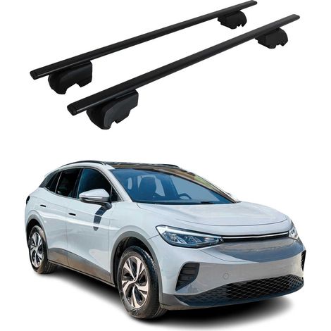 OMAC Barres de toit pour VW ID.4 2021-2026 – City Crash tested – ISO PAS 11154:2006 – Antivol inclus – Charge max 75 kg – 2 barres Noir (1/4)
