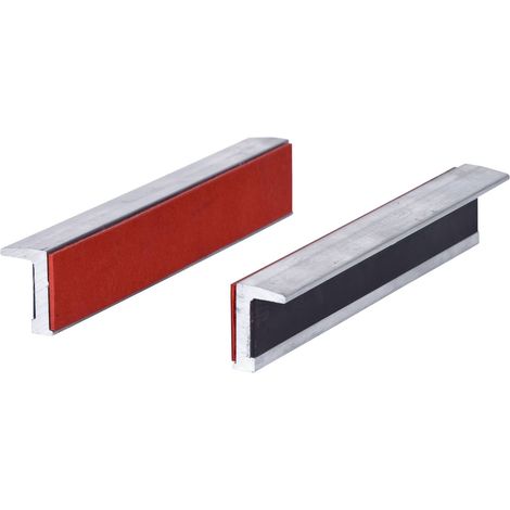 Mordaches en aluminium aimantées pour étaux avec un côté avec caoutchouc, 160 mm (1/5)
