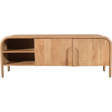 Meuble TV 2 portes en bois massif L150cm - Bois clair - Bali (1/5)