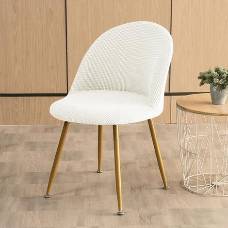 Housse de Chaise Scandinave Salle à Manger Extensible Housse Chaise Dossier Arrondi Couverture de Chaise Scandinave Lavable Protection Chaise pour Salon Cuisine Hôtel 2 Pièces Blanc (1/5)