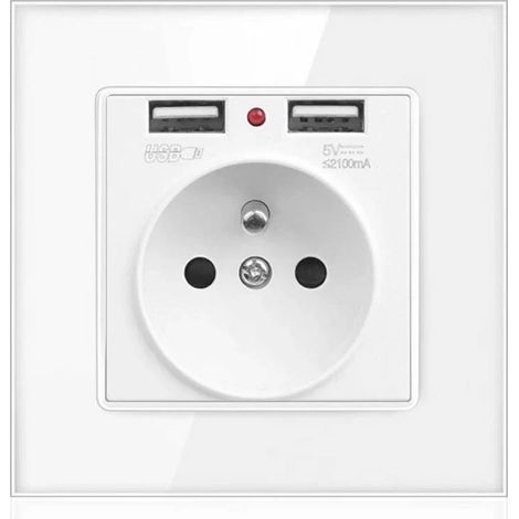 Prise Electrique Murale avec Double USB - Chargeur pour iPhone/Android prise française (1/5)
