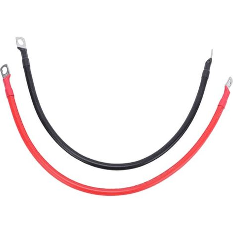 Lot de 2 câbles de batterie pour onduleur, calibre 6, 30 cm (12 pouces), rouge et noir, avec extrémités en cuivre étamé, pour applications solaires, marines, camping-cars et voitures. (1/5)