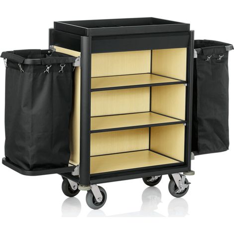 Chariot de chambre 155 x 55 x 116 cm 2 sacs à linge chants noirs bois clair ISABELLA - Was Germany (1/2)