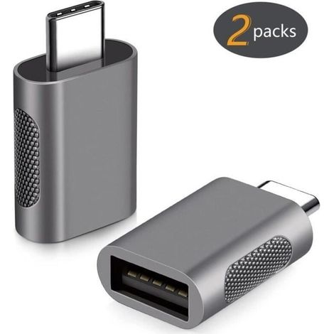 Adaptateur USB C vers USB OTG, adaptateur USB 3 vers 3.0, compatible avec MacBook, Microsoft Surface Go et autres appareils (2 pcs) (1/4)