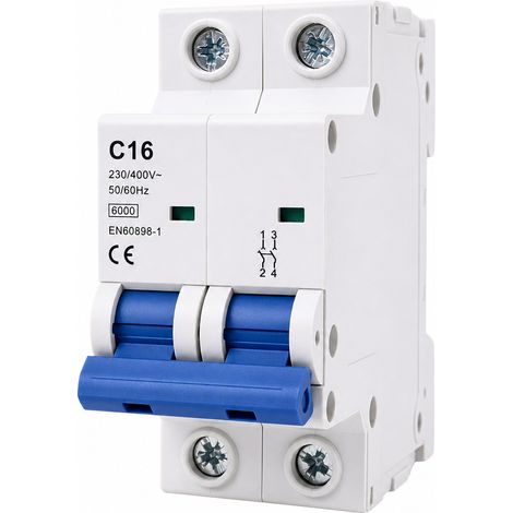 Disjoncteur miniature 2P 16A courbe C 6kA 230-400V sans DDR (1/5)