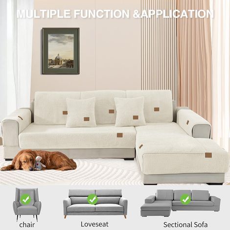 Copridivano in velluto morbido e antiscivolo (cuscini non inclusi), adatto per divani a 1, 2 o 3 posti - Adatto per divani modulari - Copridivano per mobili a L (beige, 90 x 160 cm) (1/4)