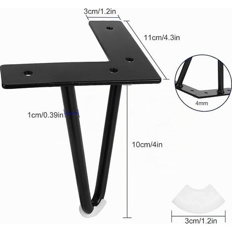Hairpin Legs Table Legs Wrought Iron Table Stand Black Metal Furniture Leg (1/4)