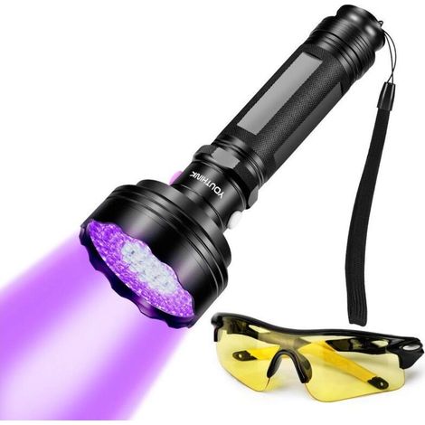 Lampe Torche UV, Détecteur D'urine pour Animaux de Compagnie, Détecteur de Torche UV LED avec Lunettes, Détection des Taches D'urine de Chien Scorpion et de Chat (1/5)