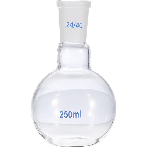 Ballon À Fond Plat 250ml, Ballon En Verre Borosilicate 3.3 À Col Simple Avec Joint Extérieur Conique Standard 24/40 Pour Laboratoire, Transparent (1/5)