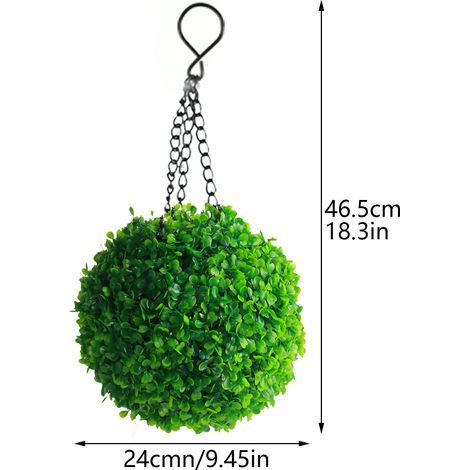 Lot de 2 lampes solaires boules lumineuses herbe artificielle verte pour jardin, villa, décoration extérieure, simulation de pot (1/5)