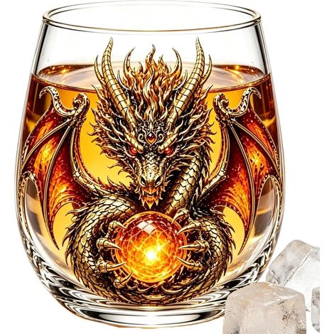 Verres à cocktail en 3D avec motif dragon sans pied (1/5)