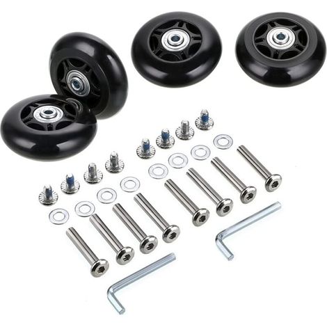 4 roues de rechange pour valise, roulements de valise pour réparation, 7024mm, noir. (1/4)