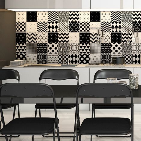 Sticker Mural Carrelage adhésif Cuisine Salle de Bain - 30 STICKERS CARREAUX DE CIMENT SCANDINAVE NORVÉGIEN - 30stickers10x10cm (1/5)