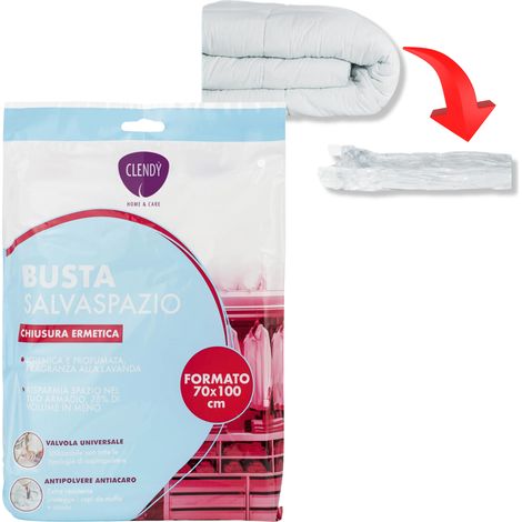 Busta salvaspazio 70x100 cm per golf coperte e piumini doppia chiusura ermetica igiene atossica anallergica profumata senza muffe tarme