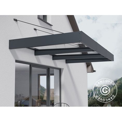 Türvordach Sophia XL 3000, Palram/Canopia, 1,40x2,86x0,17m, Dunkelgrau/Klar - Dancover