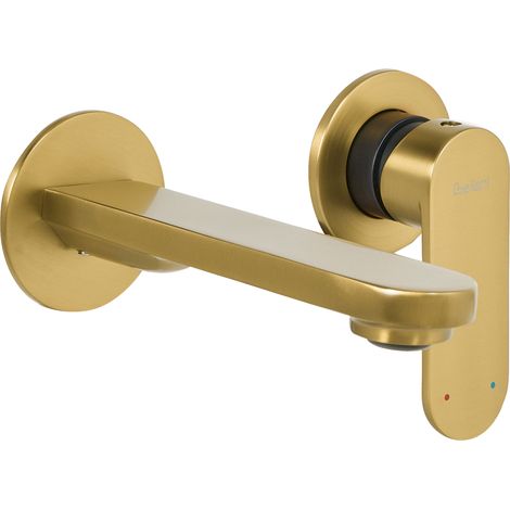 Grifo monomando de latón empotrado para lavabo en pared dorado Guatavia