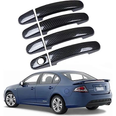 Passend für Ford Falcon FG, FGX, G6E, XR6 (Baujahre 2009–2016): Türgriffabdeckung in Carbonfaser-Optik – Hochglanzschwarz, 1 Schlüsselloch (1/5)