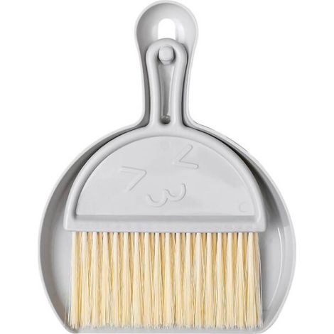Ensemble mini balai et pelle, mini balai et pelle à poussière suspendus pour clavier et ordinateur portable, idéal pour le nettoyage de bureau, gris. (1/5)