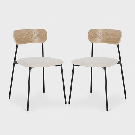 Lot de 2 chaises de cuisine design moderne Genevieve YES - Blanc cassé (1/5)