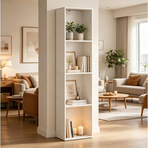 Wohnzimmer Anzeigeregal,Vertikales Bücherregal,Bücherregal mit 4 Fächern,Schlafzimmer Aufbewahrungsregal (1/5)