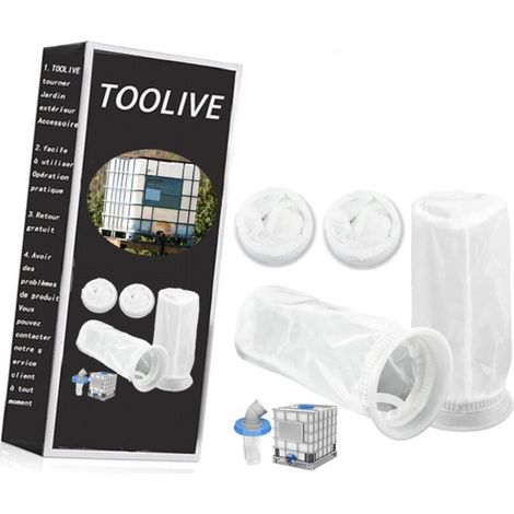 Lot de 4 filtres IBC en nylon pour cuves à eau de pluie IBC de 1000 litres, filtres en nylon avec raccord pour couvercle de cuve IBC pour cuves à eau de pluie IBC (1/5)