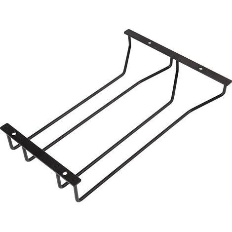 Support à Verres à Vin Noir 30,5 cm, Porte-verres à Vin Sous étagère, Support à Verres à Pied Sous Armoire, 2 Rangées (1/5)