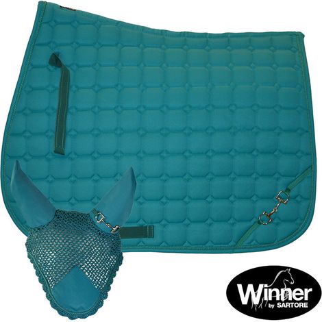 Full, Blu: Englisch rechteckig Winner Bit Haube und Satteltasche Set mit Klammern Dekoration und Flechtband (1/4)
