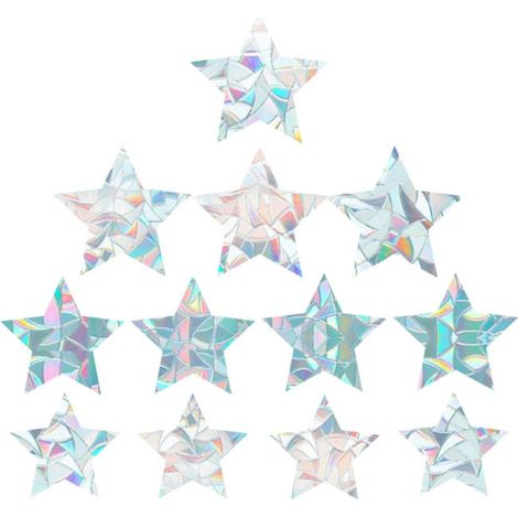 Juego de 12 pegatinas para ventanas con forma de estrella, pegatinas atrapasoles 3D, pegatinas anticolisión electrostáticas. (1/5)