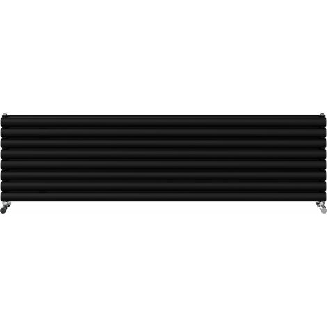 Warmehaus Horizontal Radiator Oval Double Panel Black 472x1800mm (1/5)
