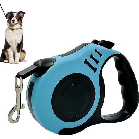 Laisse rétractable pour chien 5 m, système de freinage progressif, pour chiens jusqu'à 15 kg, 1 pièce, bleu marine (1/5)