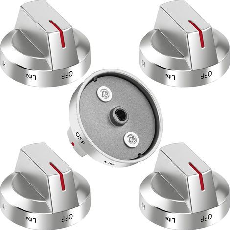 Set of 5 Control Knobs for Samsung Gas Cooker - Replacement for DG64-00473A & DG64-00473B - Stainless Steel Finish - Compatible with NX58H5600SS, NX58J7750SS (1/5)