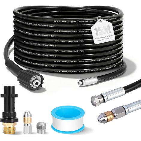 15m Tuyau Déboucheur Canalisation Haute Pression 400 Bar/5800 PSI (1/5)