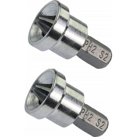 Juego de 2 puntas de destornillador especiales para placas de yeso/placa/ PH2x25mm 1/4'' para tornillos de cabeza Phillips PH2 - Ferretería/Herramientas manuales - Acero S2 (1/4)