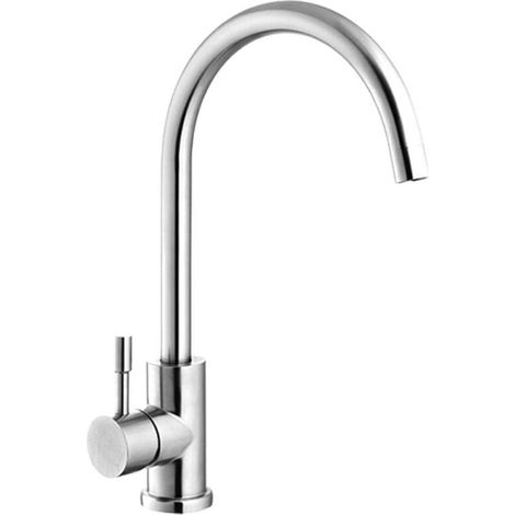 Robinet de cuisine, mitigeur monocommande, rotation à 360°, débit d'eau élevé, mitigeur en acier inoxydable pour eau chaude et froide (1/5)