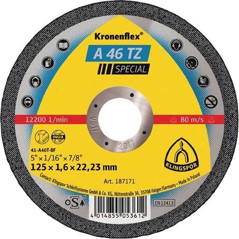 Disco da taglio in acciaio 125x1,6 KLINGSPOR A46TZ