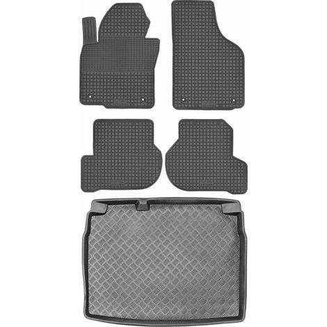 Ensemble de tapis de sol en caoutchouc pour Volkswagen Golf V Hatchback (2003-2009) + tapis de coffre