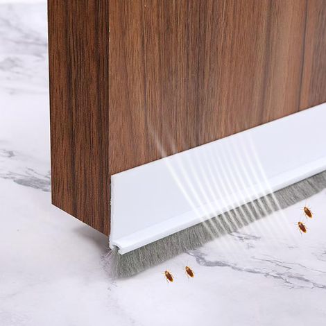 Joint de Porte,100x5cm Calfeutrer Bas Auto-adhésif Boudin,Joint Brosse Isolation Phonique de Porte Isolant,et Peut être Coupé à la Taille(Blanc)