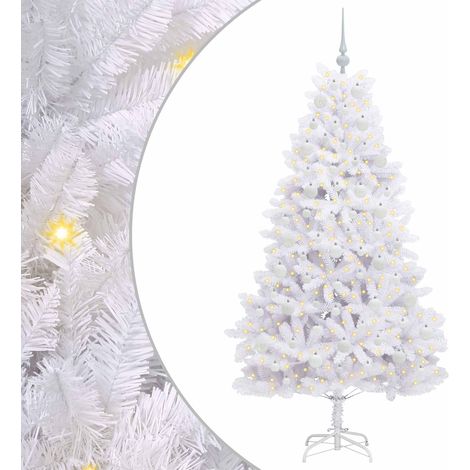 Artificial Hinged Christmas Tree White 180 cm PVC and Steel vidaXL