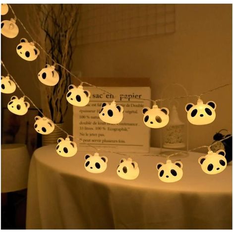 Guirlande lumineuse à 10 LED en forme de tête de panda, fonctionne à piles, pour chambre à coucher,chambre bébé,1,5m 10LED,tête de (1/5)