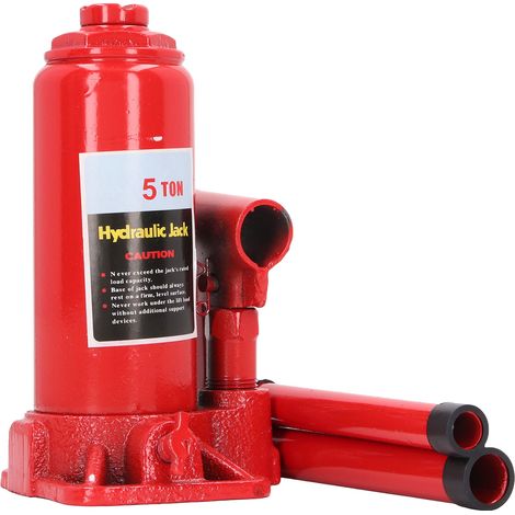 Cric-bouteille hydraulique vertical manuel 5T avec valve de dérivation de sécurité pour voiture (1/5)