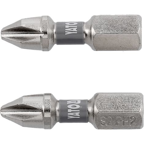 Schrauberbits PH2 25 mm, 2 Stück, S2-Stahl, vernickelt