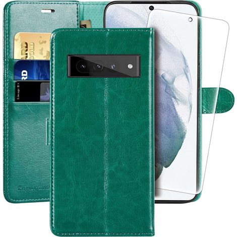 Custodia chiusa con patta + pellicola protettiva per Google Pixel 7 Pro verde (1/5)