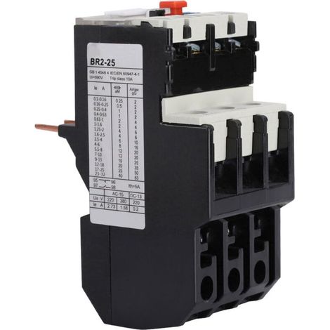 Relais de surcharge électrique BR2-25, moteur réglable, thermique, 50-60 Hz, 17-25A, relais automatique (1/5)