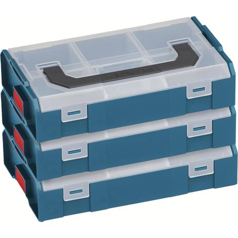 Bosch Sortimo Mini boîte à outils professionnelle bleue avec couvercle transparent Assortiment de vis et chevilles Boîte de tri pour petites pièces (1/5)