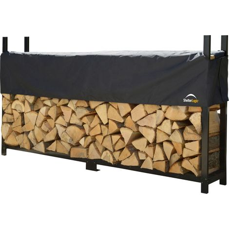 ShelterLogic Stahl Kaminholzregal inkl. Abdeckung Schwarz 36x240x119 cm