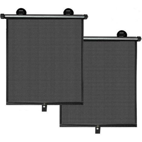 Pare-soleil de voiture - Lot de 2 pare-soleil bébé - Rideau isolant thermique pour vitres latérales - Pare-soleil enrouleur - Avec ventouses - Bloque efficacement les UV - Convient aux vitres de voitu