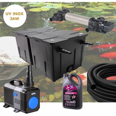 Kit De Filtration Avec UV 36W INOX + Bactéries 2500 ml Pour Bassin De Jardin De 30m3 (1/5)