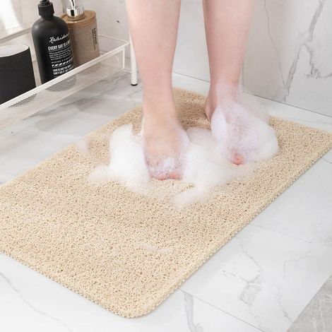Tapis De Douche - Tapis Antidérapant Pour Baignoire 24 X 16 Pouces - Matière PVC Loofah - Drainage Intégré - Séchage Rapide - 1 Pièce (1/5)