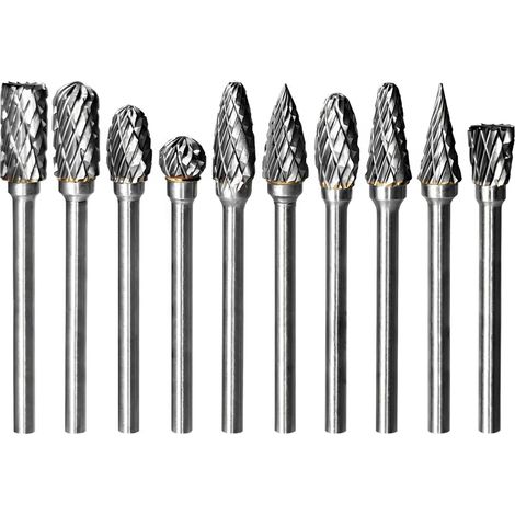 Juego de 10 brocas de carburo de doble extremo, compatibles con Dremel. Accesorios para taladrar metal, madera, acero y piedra. Ideales para grabado, corte y tallado en madera. Incluyen kit de afilado